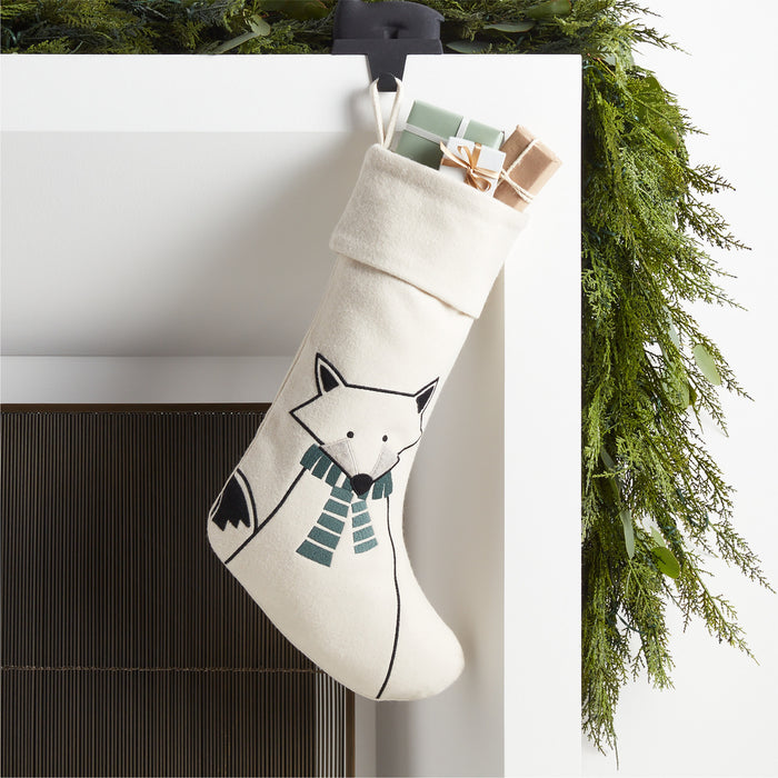 Arctic Friend Fox Christmas Stocking by Joan Anderson