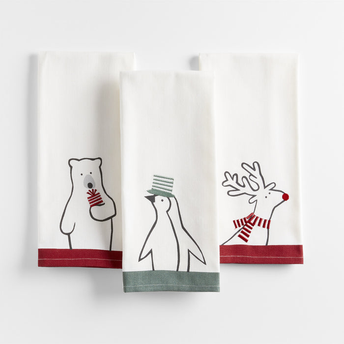 Arctic Friends Organic Cotton Dish Towels, Set of 3