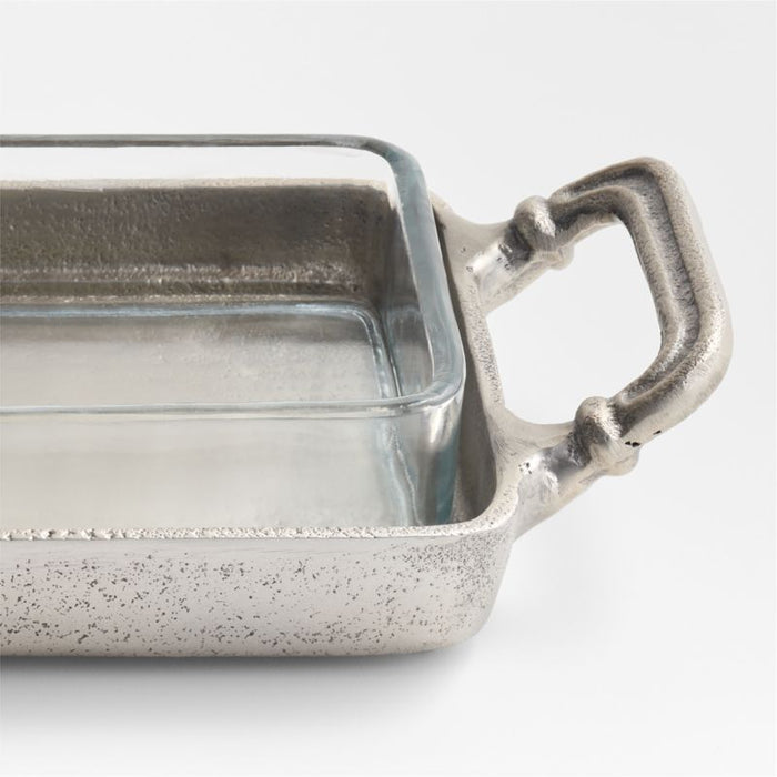 Argento Antique Metal Rectangular Tray with Divided Glass Bowls