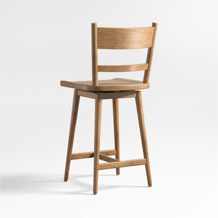 Arno Light Brown Wood Swivel Counter Stool