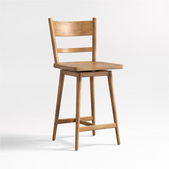 Arno Light Brown Wood Swivel Counter Stool
