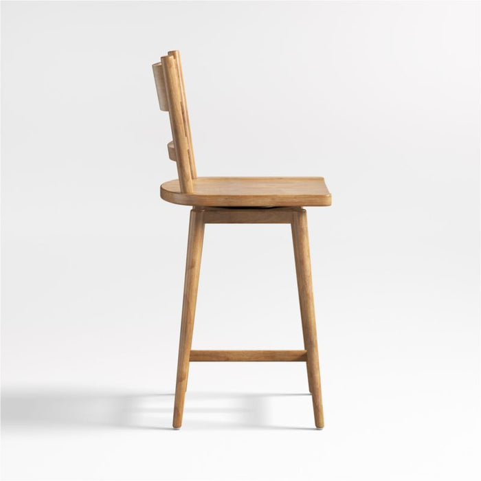 Arno Light Brown Wood Swivel Counter Stool