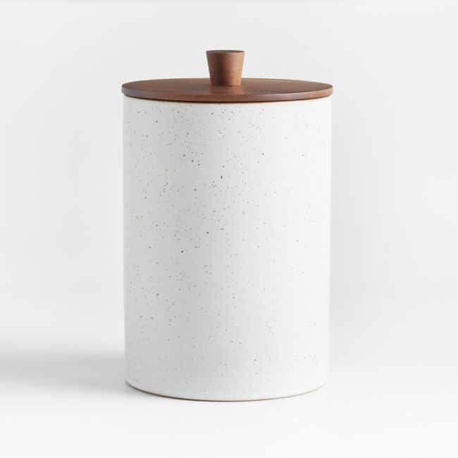 Asta Large Speckled Ceramic Canister with Wood Lid