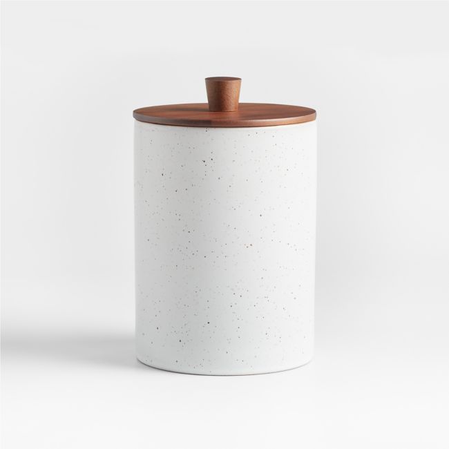 Asta Medium Speckled Ceramic Canister with Wood Lid