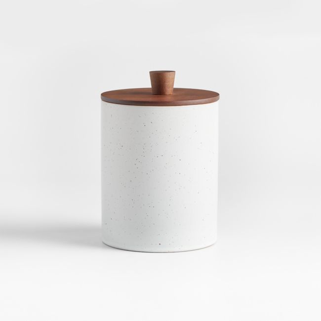 Asta Small Speckled Ceramic Canister with Wood Lid