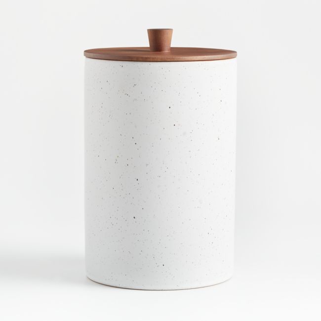 Asta Extra-Large Speckled Ceramic Canister with Wood Lid