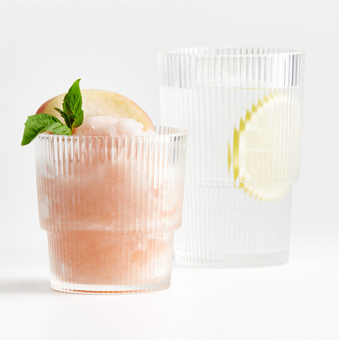 Atwell Acrylic Stackable Ribbed Highball Glass