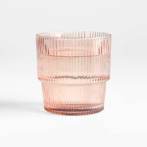 Atwell 11-oz. Spring Pink Stackable Ribbed Double Old-Fashioned Glass