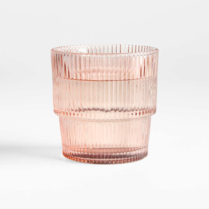 Atwell 11-oz. Spring Pink Stackable Ribbed Double Old-Fashioned Glass