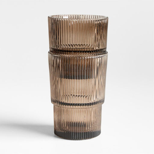 Atwell 16-oz. Taupe Stackable Ribbed Highball Glass