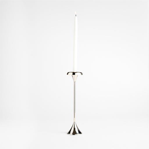 Aura Small Nickel Cast Brass Taper Candle Holder 12 by Daniel Humm