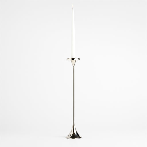 Aura Large Nickel Cast Brass Taper Candle Holder 18 by Daniel Humm