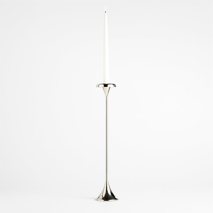 Aura Large Nickel Cast Brass Taper Candle Holder 18 by Daniel Humm