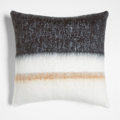 Avalanche Ink Black Brushed Mohair 23"x23" Throw Pillow Cover