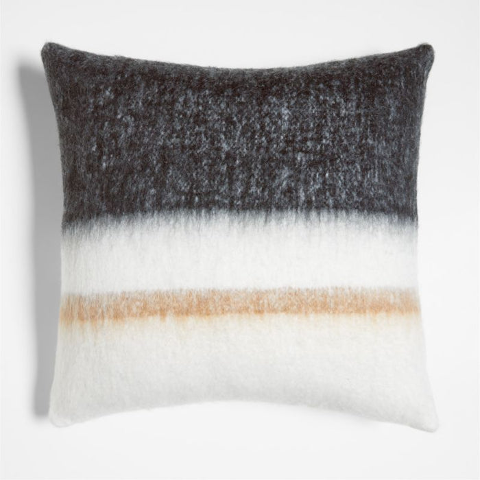 Avalanche Ink Black Brushed Mohair 23"x23" Throw Pillow Cover