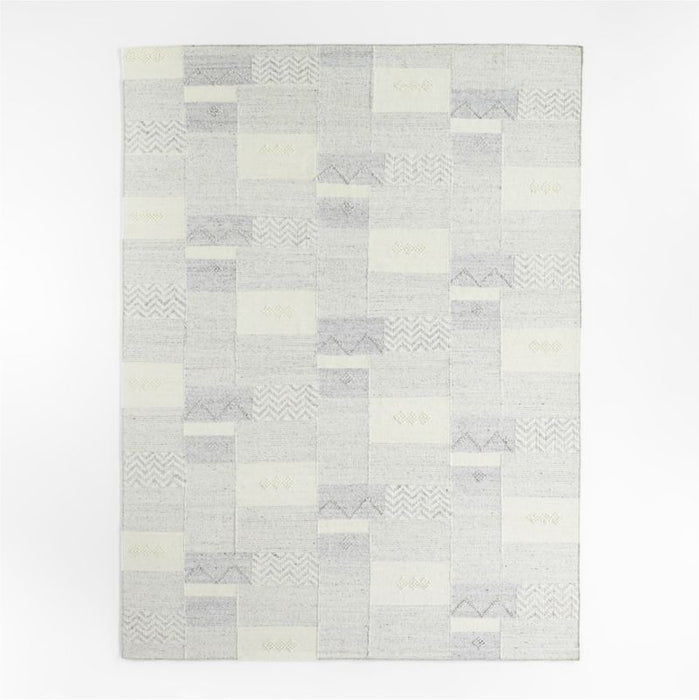 Avignon Wool Flatweave Silver Grey Area Rug 8'x10'