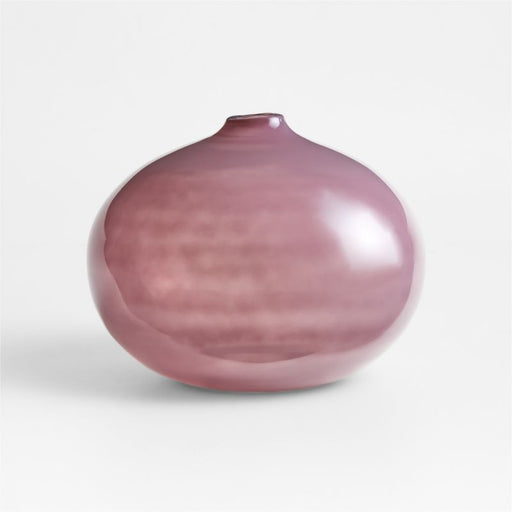 Flow Round Pink Glass Vase 9" by Brigette Romanek