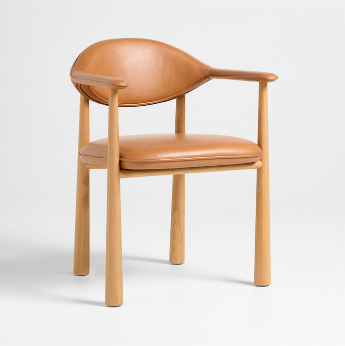 Isle Leather and Wood Dining Chair by Brigette Romanek
