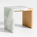 Laurel Canyon Natural Oak Wood and Marble 24" Layered End Table by Brigette Romanek