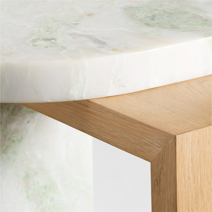 Laurel Canyon Natural Oak Wood and Marble 24" Layered End Table by Brigette Romanek