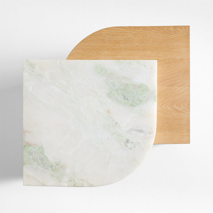 Laurel Canyon Natural Oak Wood and Marble 24" Layered End Table by Brigette Romanek