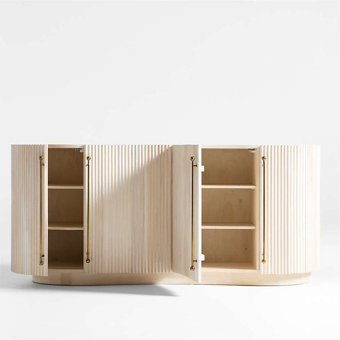Coastline 72" Oak Wood Fluted Credenza by Brigette Romanek