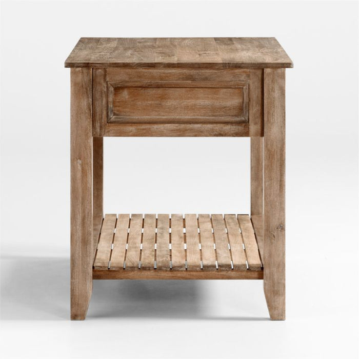 Basque 56" Light Brown Solid Wood Kitchen Island with Storage