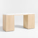 Batten 61.5" Natural Oak Wood Console Desk with White Marble Top