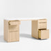 Batten 61.5" Natural Oak Wood Console Desk with White Marble Top
