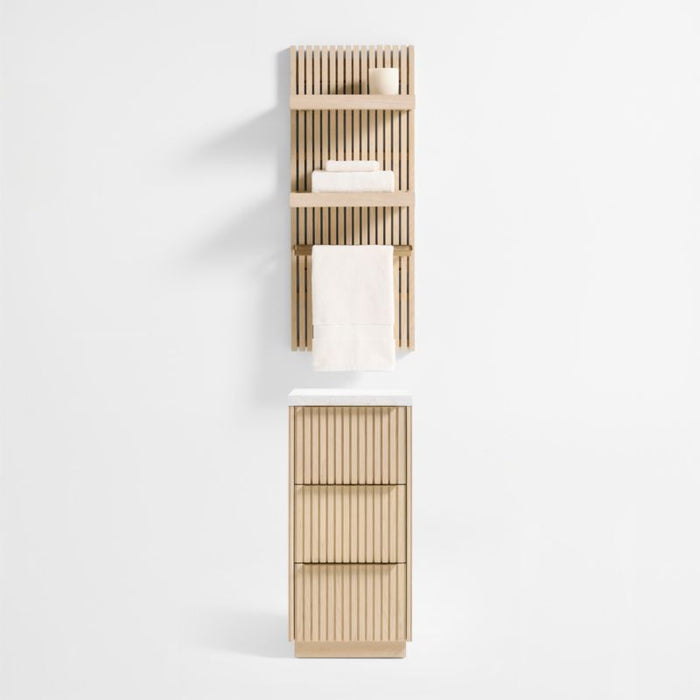 Batten 39" White Oak Wood Bath Wall Panel