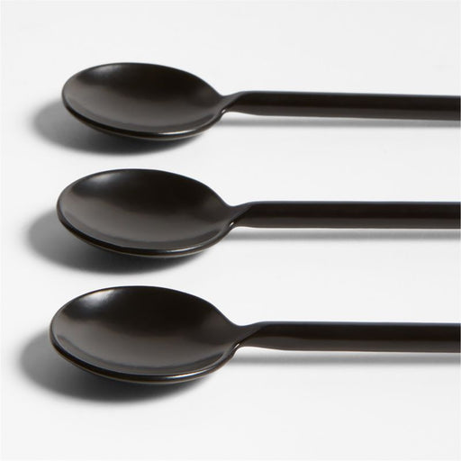 Black Metal Mini Appetizer Spoons, Set of 3