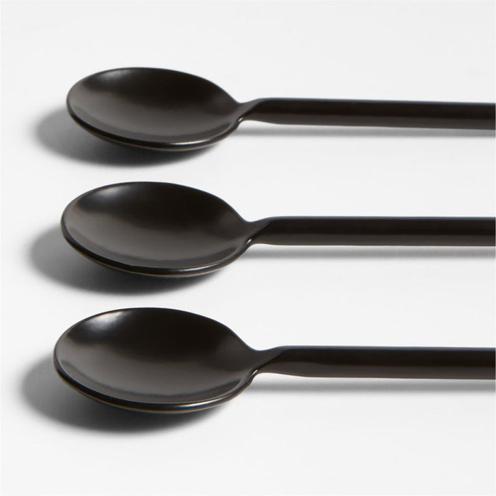 Black Metal Mini Appetizer Spoons, Set of 3