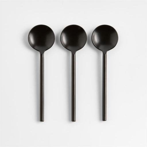 Black Metal Mini Appetizer Spoons, Set of 3