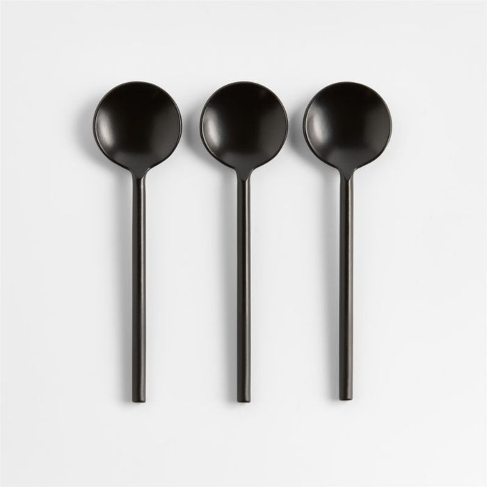 Black Metal Mini Appetizer Spoons, Set of 3
