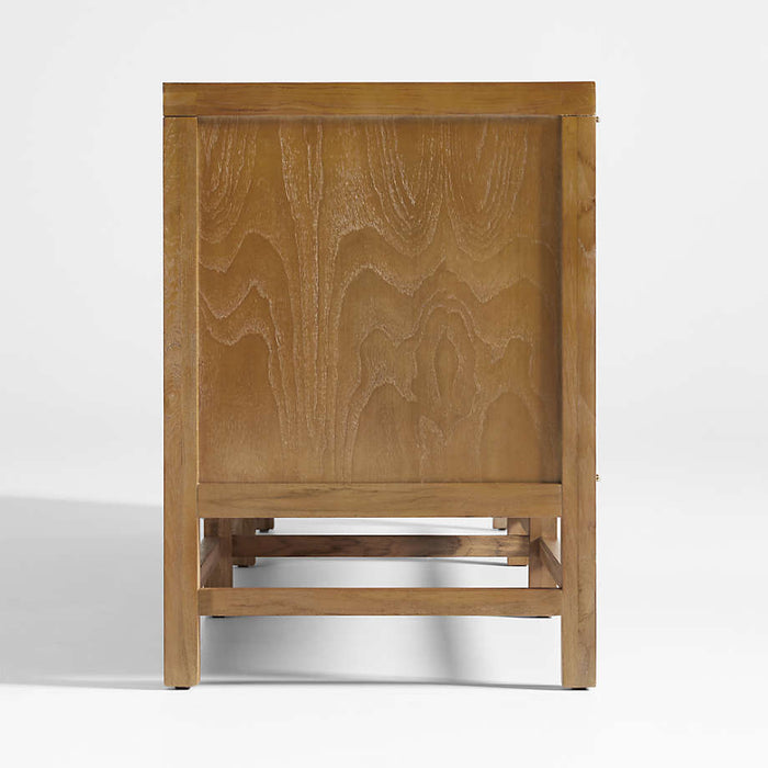 Blake 85" Light Brown Teak and Rattan Storage Media Console