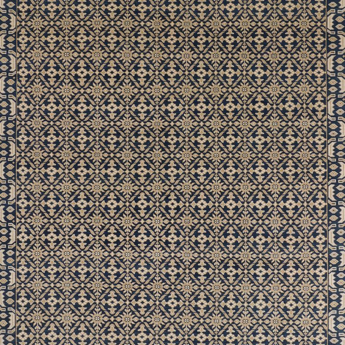 Bordeaux Wool Traditional Navy Blue Area Rug 9'x12'