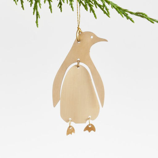 Brass Metal Dangle Leg Penguin Christmas Tree Ornament