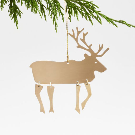 Brass Metal Dangle Leg Reindeer Christmas Tree Ornament