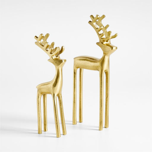 Brass Finish Holiday Reindeer Decoration 10.5"