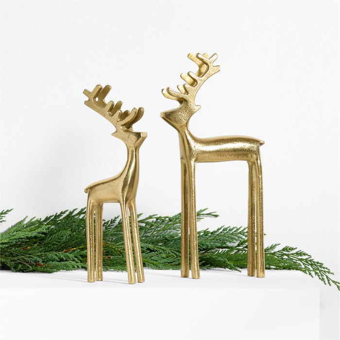 Brass Finish Holiday Reindeer Decoration 10.5"