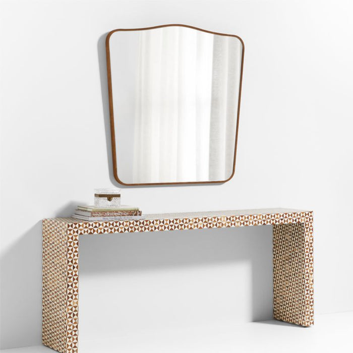 Briars Brown Suede Border Mantel Mirror by Jake Arnold 41"