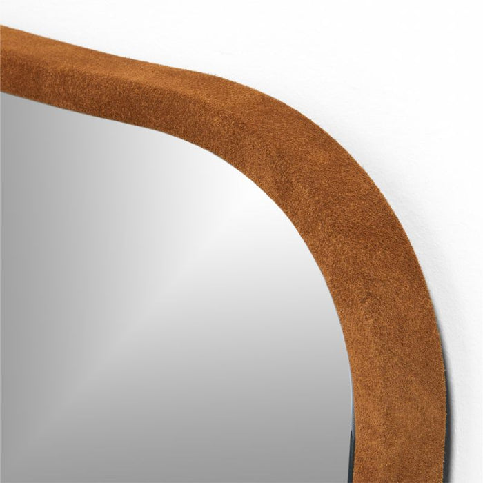 Briars Brown Suede Border Mantel Mirror by Jake Arnold 41"