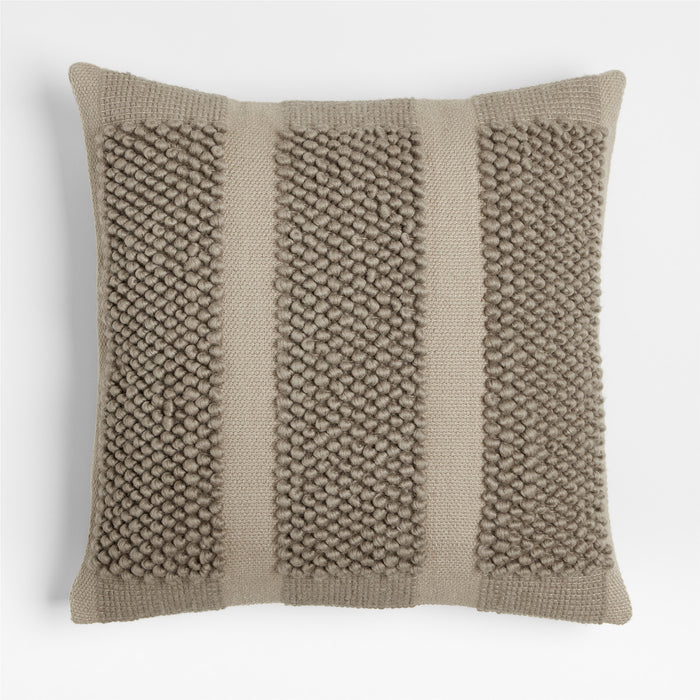 Bubble Handwoven Wool 23"x23" Striped Taupe Throw Pillow Cover