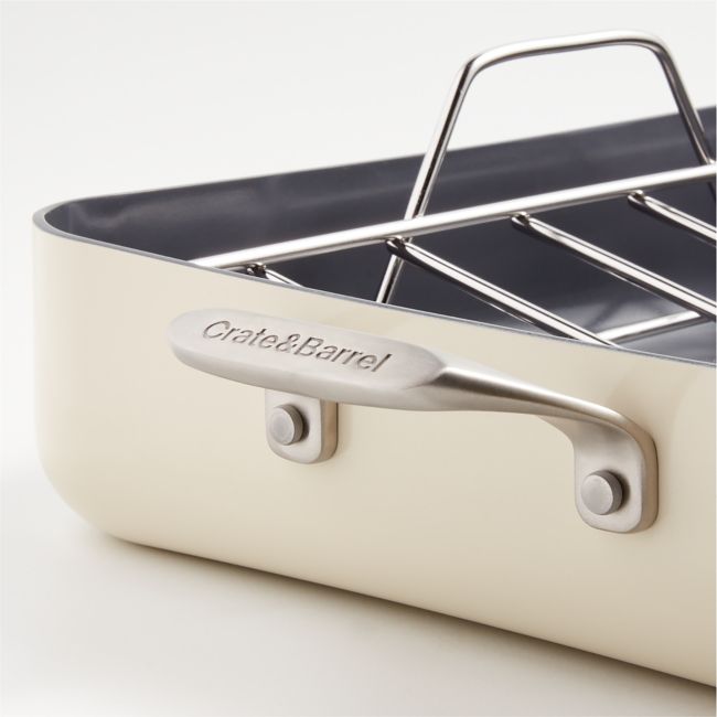 Crate & Barrel EvenCook Core ® Cream Ceramic Roasting Pan