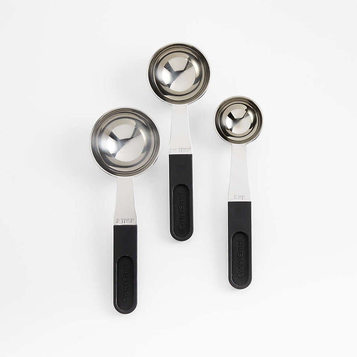 Crate & Barrel Nesting Clip Handle Stainless Steel Odd-Size Measuring Spoons, Set of 3