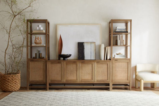 Blake 85" Light Brown Teak and Rattan Storage Media Console