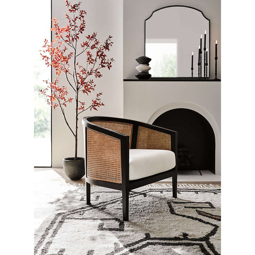 Ankara Black Cane Chair with Ivory Cushion