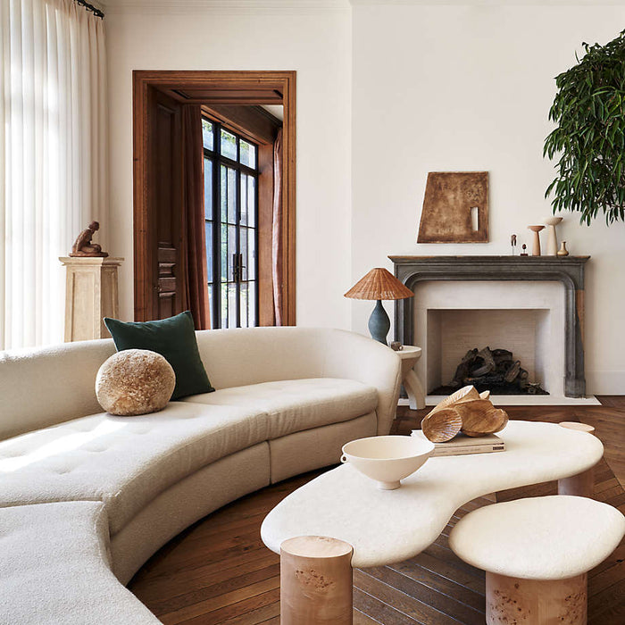 Sassolino Concrete and Burl Wood Coffee Table by Athena Calderone