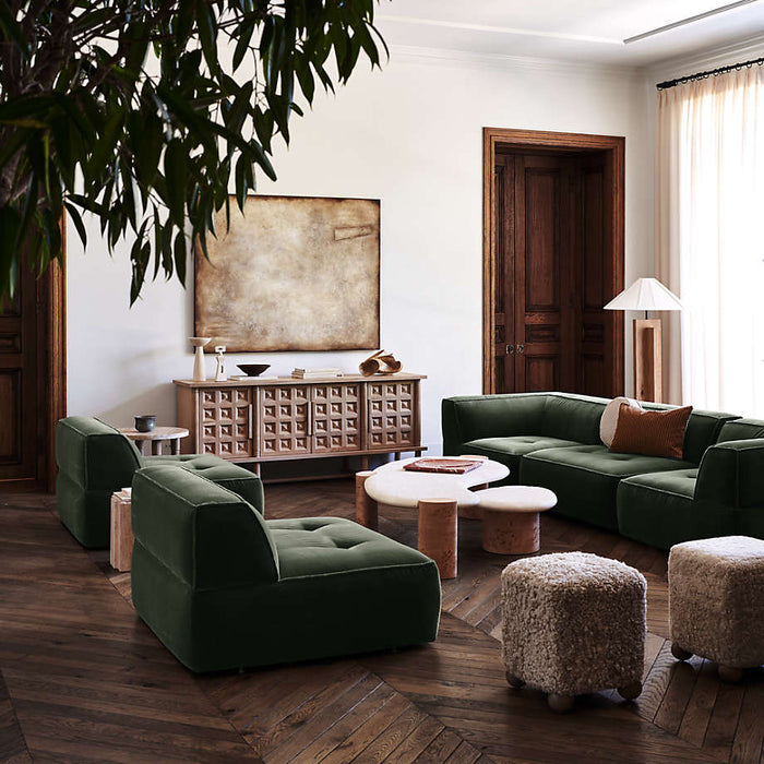 Sassolino Concrete and Burl Wood Coffee Table by Athena Calderone