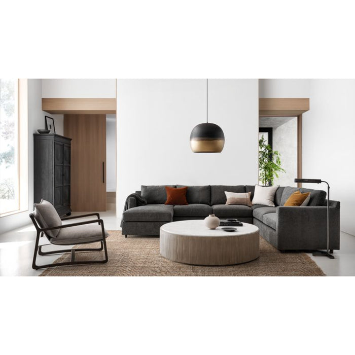 Troupe Marble and Natural Pine Wood 36" Round Coffee Table